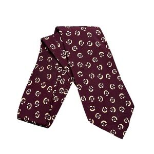 Ralph Lauren Maroon and Cream Patterned Tie vintage 100% silk